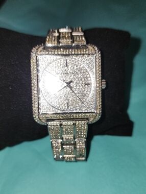 MICHAEL KORS Square Crystal Pavé Statement Watch - Silver Tone